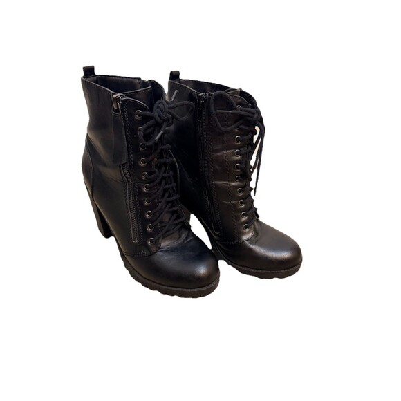 Soda Black Faux Leather Lace Up Combat Boots Side Zip Witchy Gothic Women's Sz 8 - Picture 5 of 16
